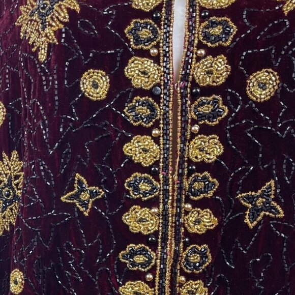 Vtg Adrianna Papéll Women’s Red Volero Velvet with Sequin Beads Sz XS - Picture 7 of 9